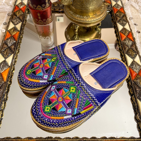 Funky blue Babouche slides - Picture 1 of 1